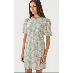 NEW LILLY PULITZER, PARTY LIKE A PINEAPPLE FAUNA GREEN MERCER DRESS S